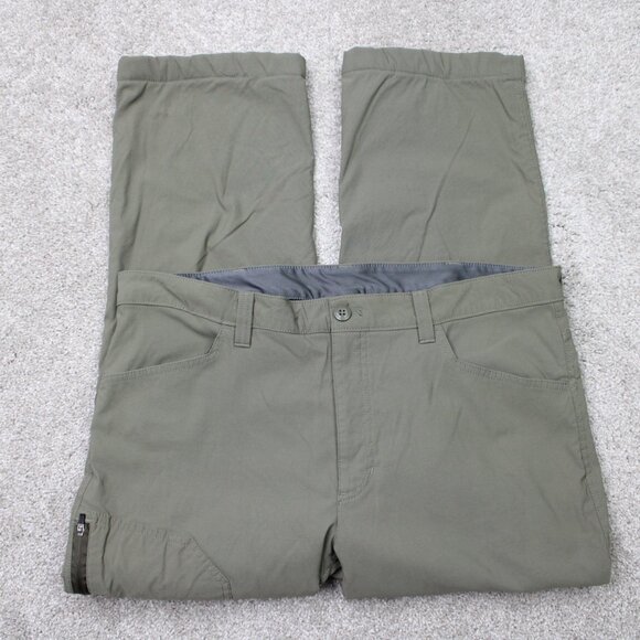 Eddie Bauer Pants Mens 38x26 Green Fleece Lined Tech Nylon Stretch Cargo Pocket - Picture 1 of 16
